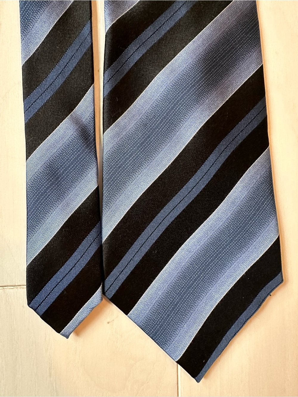 Alfani Blue and Black Diagonal Stripe Silk Tie